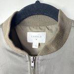 Everly ‎ Satin Shoulder Ruffle Full-Zip Bomber Jacket Army Green Size Small Photo 3