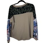 Umgee Waffle Knit Contrast Animal Print Aztec Sleeves Size Small Photo 4