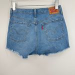 Levi's  501 shorts women's 29 raw hem button fly medium wash blue denim high rise Photo 1