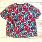 Notations Women’s Size 12 Floral Top  Brand Pink Purple Blue Flowers Print Large Photo 0