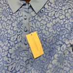 Banana Republic NWT $148 Blue Flutter Sleeve Collared Lace Dress XSP Photo 7