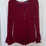 Honey Punch Maroon Bell Sleeved Romper Photo 0