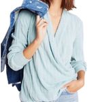 Maeve  By Anthropologie Rafela Hacci Surplice Top Womens Size Extra Small in Mint Photo 1