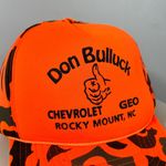 The Vintage Shop Vintage 80s Chevrolet NC Neon Orange Duck Camo Snapback Trucker Hat Adjustable Photo 1