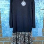 Muche Et Muchette Womens Knit Sweater Dress One Size Chiffon Layered Leopard Black Photo 2