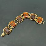 Vintage SARAH COVENTRY Wild Honey Amber Glass 7” Link Bracelet 44g. Gold Photo 5