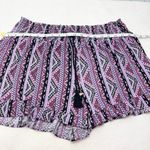 No Boundaries  High Waist Patterned Shorts - Pink and Black Ruffle hem Size L Photo 6
