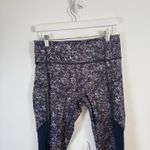 Athleta  Ranier Printed Mesh Tight Sandstone Navy Winter Running Womens Medium Photo 2