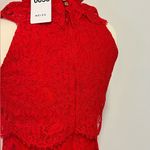 Reiss Sophia Red Lace Overlay Cocktail Dress Sleeveless High Neck Size 4 Photo 5