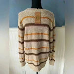 Mason & Belle NWT  Textured Long Sleeve Stripe Sweater ~ large Photo 1