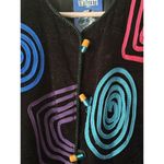 Allure 80s Vintage Sweater Triangle Swirly Novelty Print Cozy Unique M Button Up Black Size M Photo 3