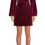 Gianni Bini NWT Leighton Merlot Red Velvet Wrap Mini Dress Photo 0