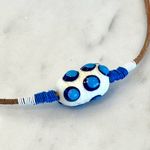 Lampwork Bead Cord Necklace 19” Blue Photo 2