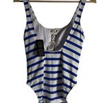 Lauren Ralph Lauren White Blue Port Nautical Striped Lace Up One Piece Swimsuit Size 10 Photo 8