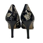 Nine West  Freda Black Ivory Palm Leaf Print Pumps Heels Shoes Pointy Toe Work 7M Photo 6