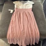 Women’s Ivory Lace Top Pink Chiffon V Photo 10