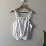 Joie  100% Linen White Smocked Waist Tank Top Sleeveless lace straps button side Photo 15