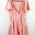 Free People  Scarlett Dress Size Small Mini Pink Peach Summer Button V-Neck NWT Photo 3