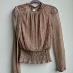 Joie  Metallic Lurex High Neck Glitter Gold Romantic Feminine Blouse Size Medium Photo 1