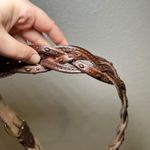 Brown Braided Leather Belt Studs Brass Buckle Women's M/L indie boho western Photo 1