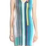 Clover Canyon Eclipse Striped V Neck Scuba Dress Orange Red Photo 9