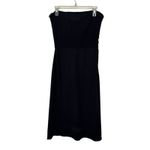 Emporio Armani Strapless Silk Black Midi Dress Textured Mesh Flowy Size Large Photo 1