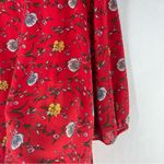 Skies Are Blue Vibrant Red Floral Chiffon Lace Detail 3/4 Sleeve Shift Dress M Photo 12