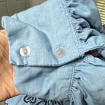 ZARA  Blue Embroidered Boho Peasant‎ Top M Lyocell Pom Pom Festival Folkk Photo 4