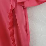 Ny Company Womens Blouse Size Medium Pink Ruffle Crewneck Half Sleeves Photo 3