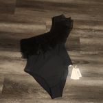 Milly  Black Pleated Organza One Piece Swimsuit Size M Photo 5