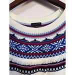 Talbots  Sweater Womens‎ Large White Fringed Fair Isle Lambswool Blend Pullover Photo 1