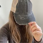 CC Canvas‎ Cotton Distressed Brim Strap Hat Mesh Ponytail Holder Baseball Cap OS Gray Photo 0