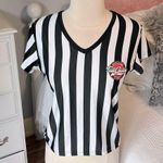 The Bar TailGaters Sports Grill Striped VNeck Shirt Womens Medium Photo 4