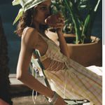 For Love & Lemons Yellow Pink and White Rue Midi Dress Photo 2