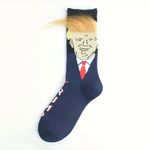 1 Pair Brand New Funny Donald Trump Navy Blue‎ Hairy Socks Blue Photo 2