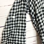 Croft & Barrow  Black & White Checker Plaid 3/4 Sleeve Button Up Top Size Small Photo 3