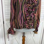 Violet+Claire  Retro Print Heart Petal Ruffle Blouse‎ Black Multi Large Photo 6