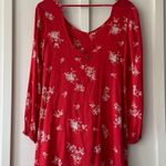 Billabong  Red Floral Long Sleeve Tunic Dress Photo 12