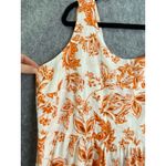J.Jill NWT XLP Linen Blend Orange Floral Midi Dress Smocked Back Summer Resort Photo 7