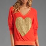 Wildfox Gold Sparkle Heart Sweatshirt Orange Photo 0