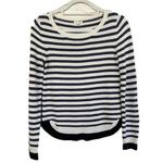 Maison Jules  Navy White Long-Sleeve Striped Crew-Neck Sweater S Photo 0