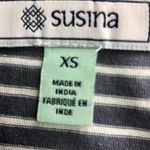 Susina Grey Folkstone Pinstripe Square Neck Short Sleeve Striped T Photo 5