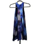 Lavender Brown  Silk Watercolor Abstract Mini Dress Pockets Racerback Size S Photo 2