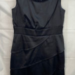 Connected Apparel Connected women's black satin jeweled tiered bodycon sleeveless business dress 8 Photo 0