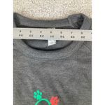 Womens Gray Crew Neck Long Sleeve Sweatshirt Christmas Paw Print Tree Large Photo 2