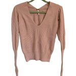 Free People  Ribbed V-neck ballet pink light blush pullover batwing sweater Photo 3