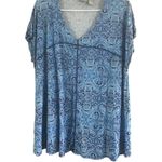Kenar  Size 2X Paisley Blue and White V Neck Blouse Photo 1