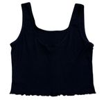 Live in the Moment M  Women’s Casual Indie Boho Black Ribbed Cropped Tank Top Shirt Photo 1