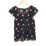 Abercrombie & Fitch Womens Black Pink Green Floral Lace Blouse Top Size Medium M Photo 1