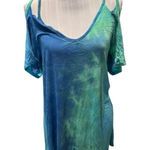 Lascana Blue & Green Tie Dye Cold Shoulder Dress Size 8/10 M Size M Photo 0